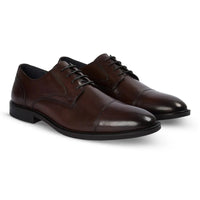 Regent - Sapatos Derby Masculinos em Couro Marrom Escuro Polido