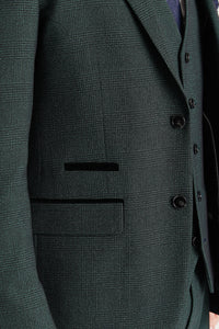 Regent - Blazer masculino verde xadrez de corte ajustado