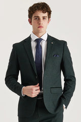 Regent - Blazer masculino verde xadrez de corte ajustado