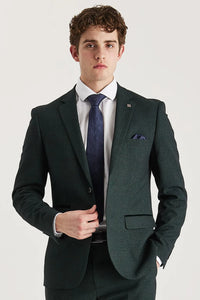 Regent - Blazer masculino verde xadrez de corte ajustado