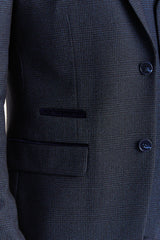 Regent - Blazer masculino azul-marinho xadrez com corte sob medida