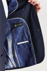 Regent - Blazer masculino azul-marinho xadrez com corte sob medida
