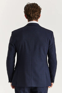 Regent - Blazer masculino azul-marinho xadrez com corte sob medida
