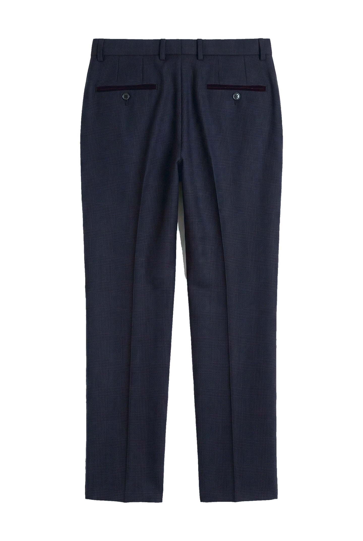 Regent - Calças xadrez azul-marinho para homem