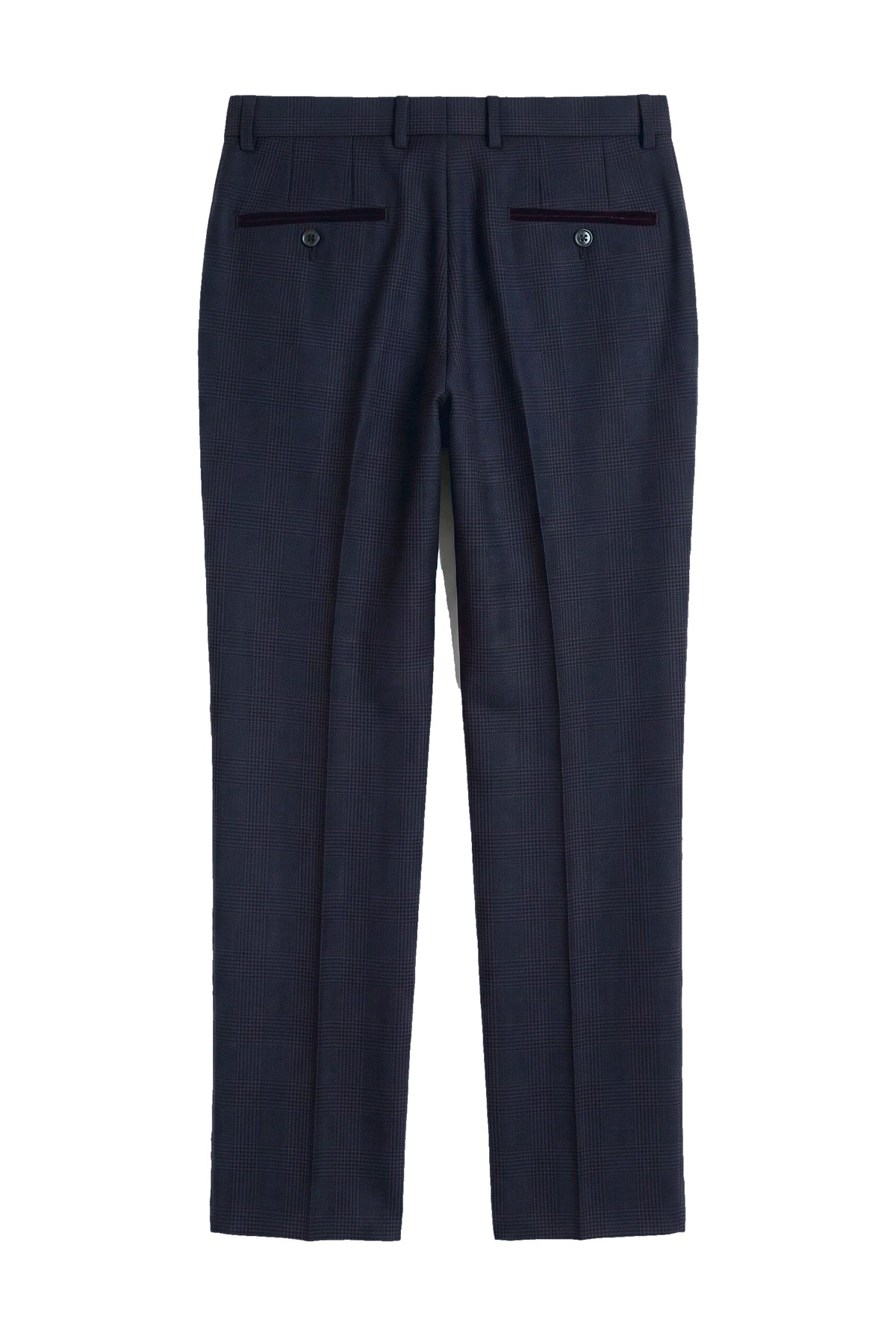 Regent - Calças xadrez azul-marinho para homem