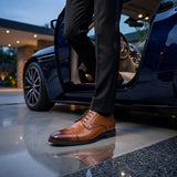 Regent - Sapatos Derby Masculinos em Couro Castanho Claro Envelhecido