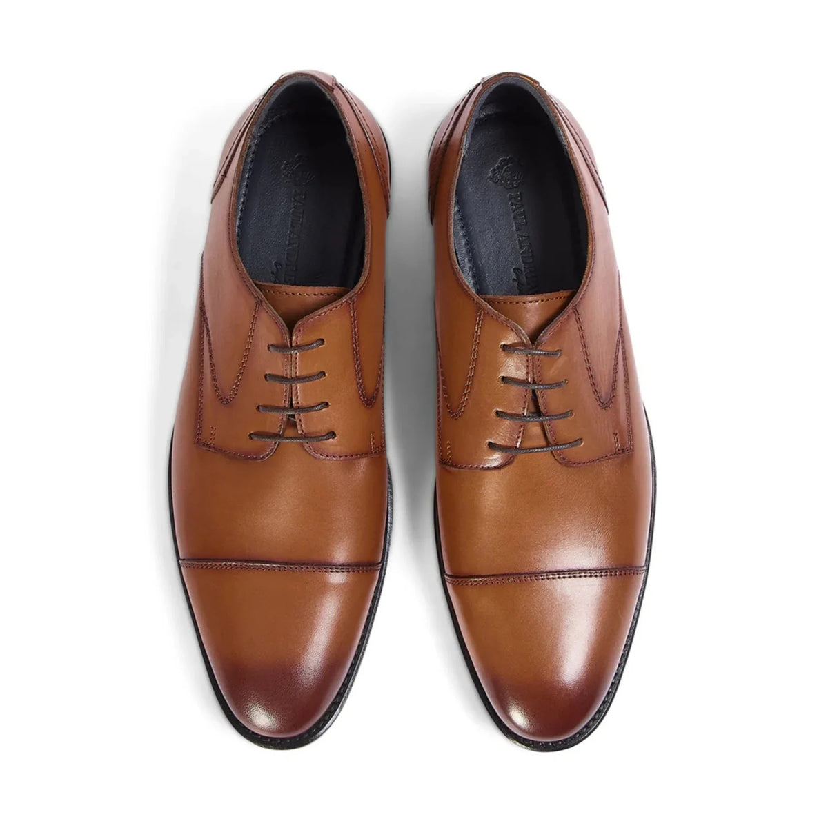Regent - Sapatos Derby Masculinos em Couro Castanho Claro Envelhecido