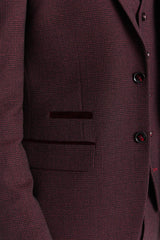 Regent - Blazer masculino xadrez vinho com corte sob medida