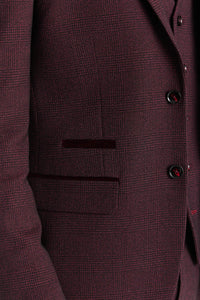 Regent - Blazer masculino xadrez vinho com corte sob medida