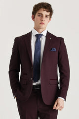 Regent - Blazer masculino xadrez vinho com corte sob medida