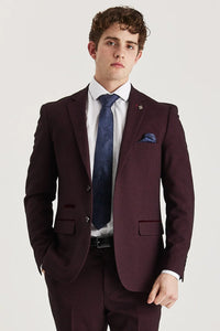 Regent - Blazer masculino xadrez vinho com corte sob medida