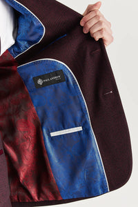 Regent - Blazer masculino xadrez vinho com corte sob medida
