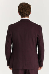 Regent - Blazer masculino xadrez vinho com corte sob medida