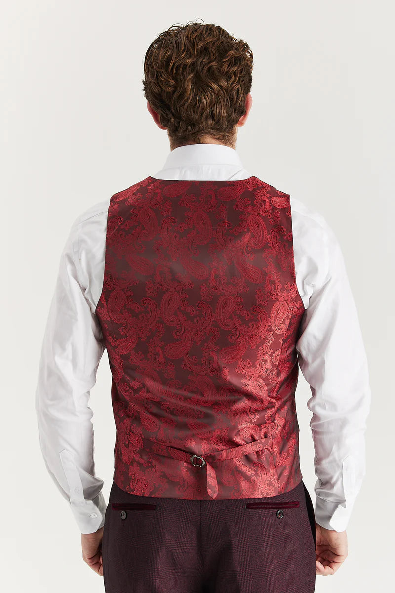Colete xadrez vinho masculino Regent