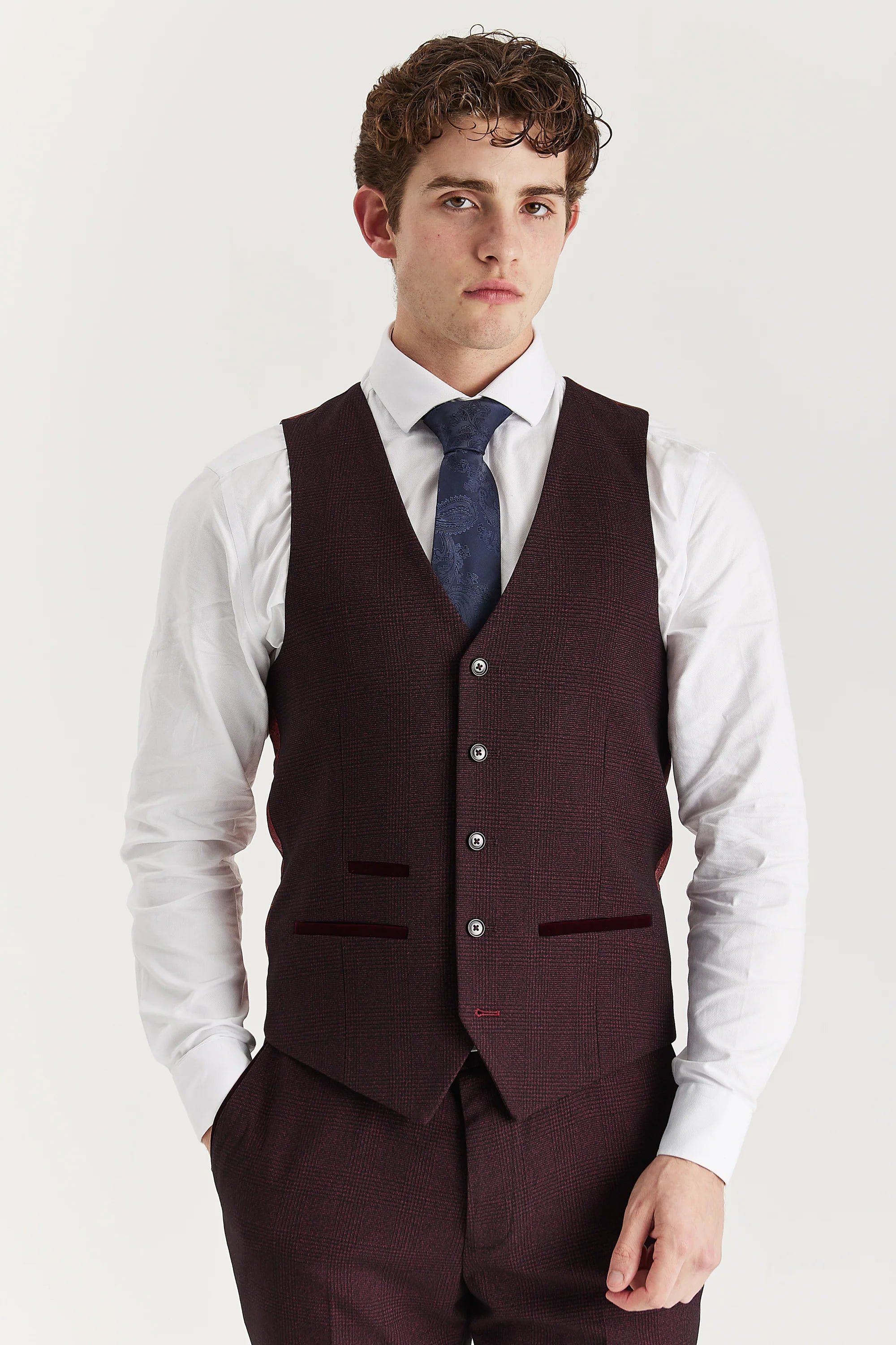Colete xadrez vinho masculino Regent