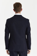 Regent - Blazer xadrez azul-marinho de abotoamento duplo para homem
