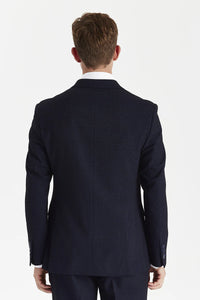 Regent - Blazer xadrez azul-marinho de abotoamento duplo para homem