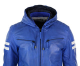 Jaqueta Bomber Masculina Realy em Couro com Capuz - Azul