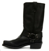 Botas unissex de couro legítimo, cano alto, estilo motociclista, rock punk, grinders, com fivela, para montaria cowboy.