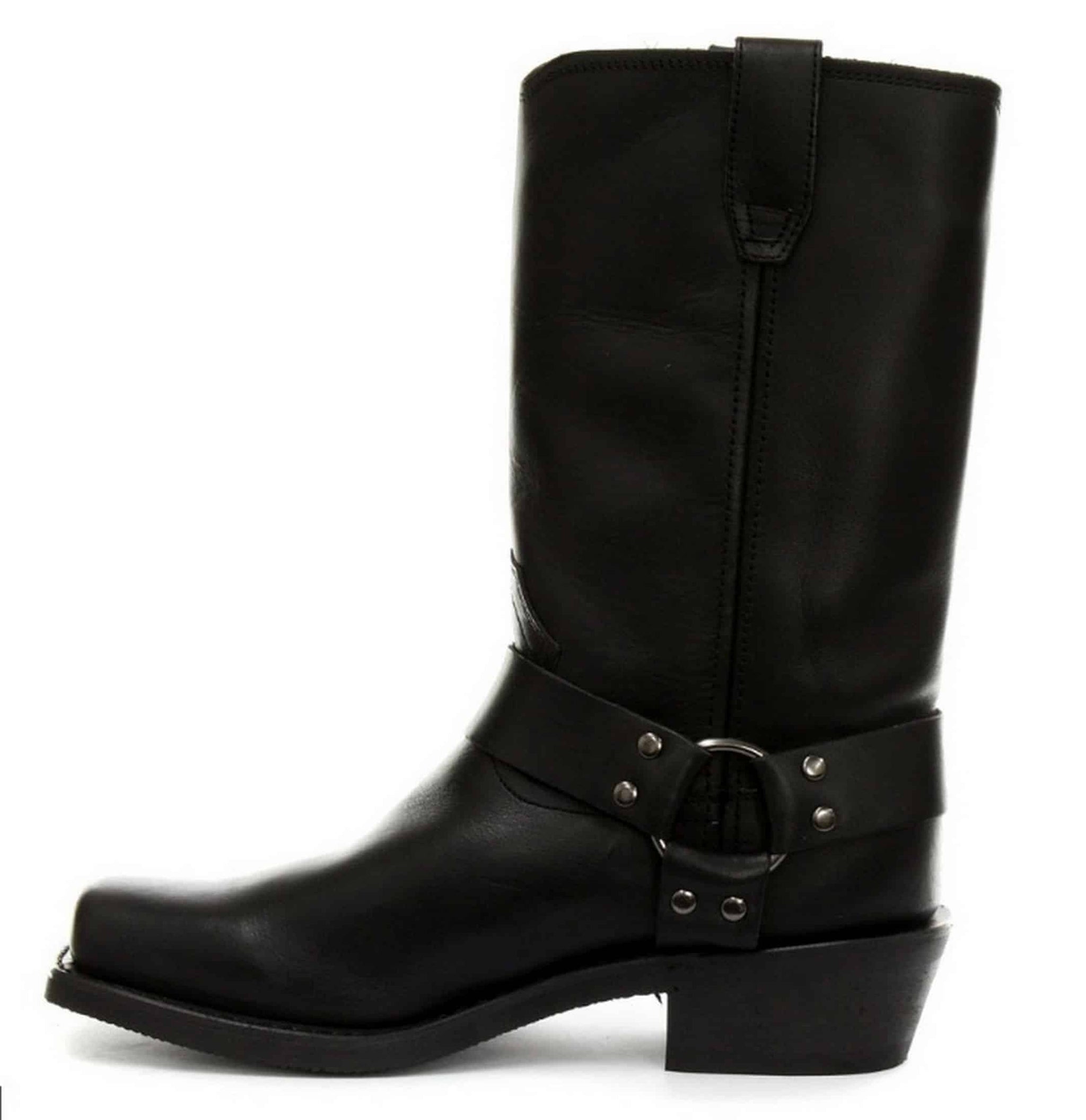 Botas unissex de couro legítimo, cano alto, estilo motociclista, rock punk, grinders, com fivela, para montaria cowboy.
