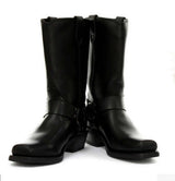 Botas unissex de couro legítimo, cano alto, estilo motociclista, rock punk, grinders, com fivela, para montaria cowboy.