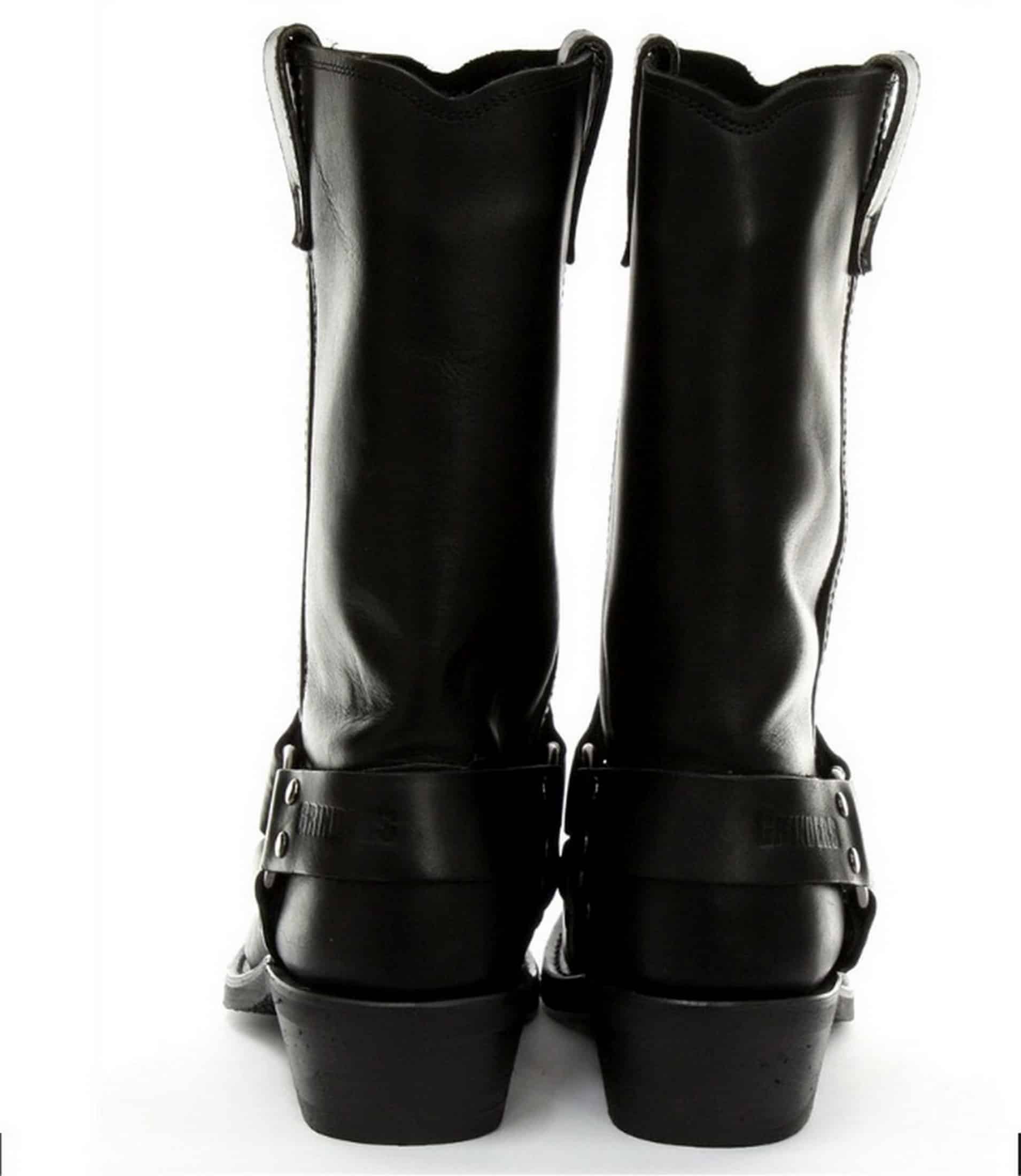 Botas unissex de couro legítimo, cano alto, estilo motociclista, rock punk, grinders, com fivela, para montaria cowboy.