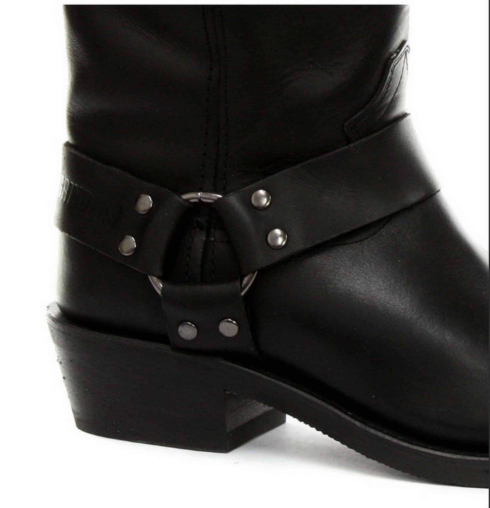 Botas unissex de couro legítimo, cano alto, estilo motociclista, rock punk, grinders, com fivela, para montaria cowboy.