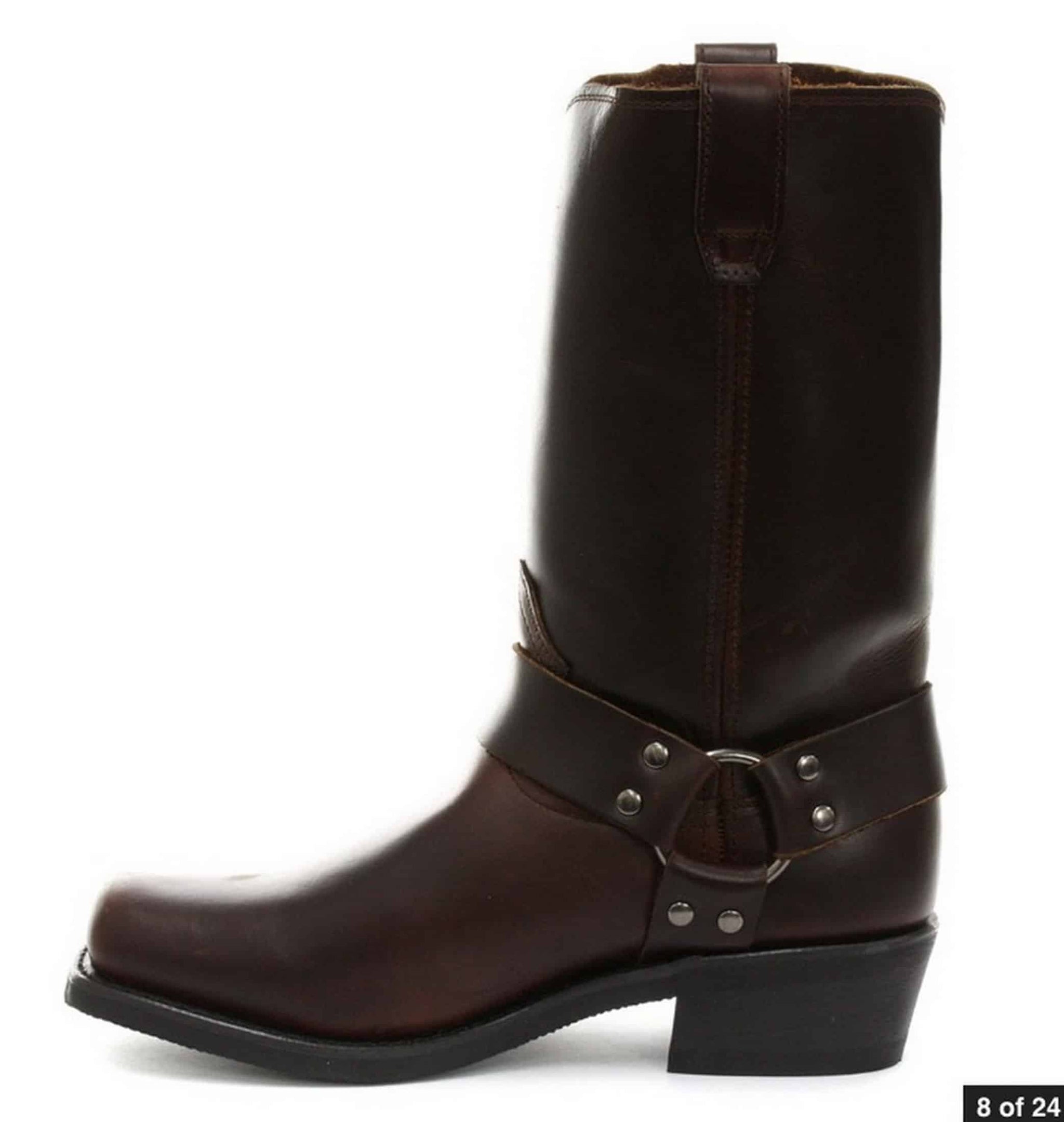 Botas unissex de couro legítimo, cano alto, estilo motociclista, rock punk, grinders, com fivela, para montaria cowboy.