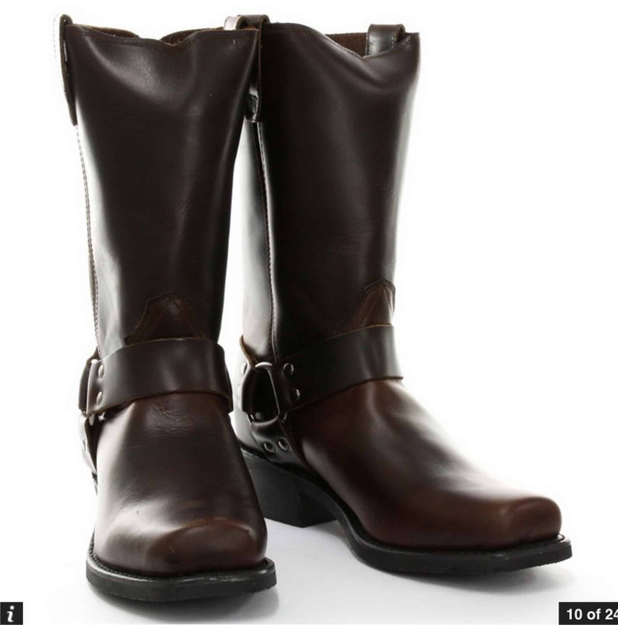 Botas unissex de couro legítimo, cano alto, estilo motociclista, rock punk, grinders, com fivela, para montaria cowboy.