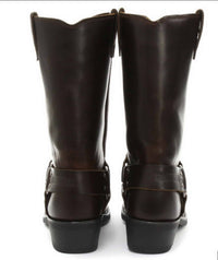 Botas unissex de couro legítimo, cano alto, estilo motociclista, rock punk, grinders, com fivela, para montaria cowboy.