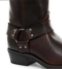 Botas unissex de couro legítimo, cano alto, estilo motociclista, rock punk, grinders, com fivela, para montaria cowboy.