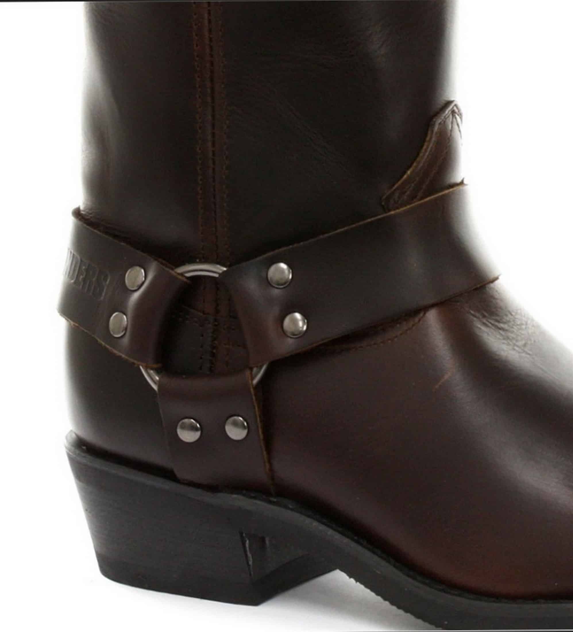 Botas unissex de couro legítimo, cano alto, estilo motociclista, rock punk, grinders, com fivela, para montaria cowboy.