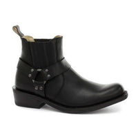 Botas de cano curto unissex em couro legítimo para motociclista, estilo rock punk, com fivela, para montaria cowboy.