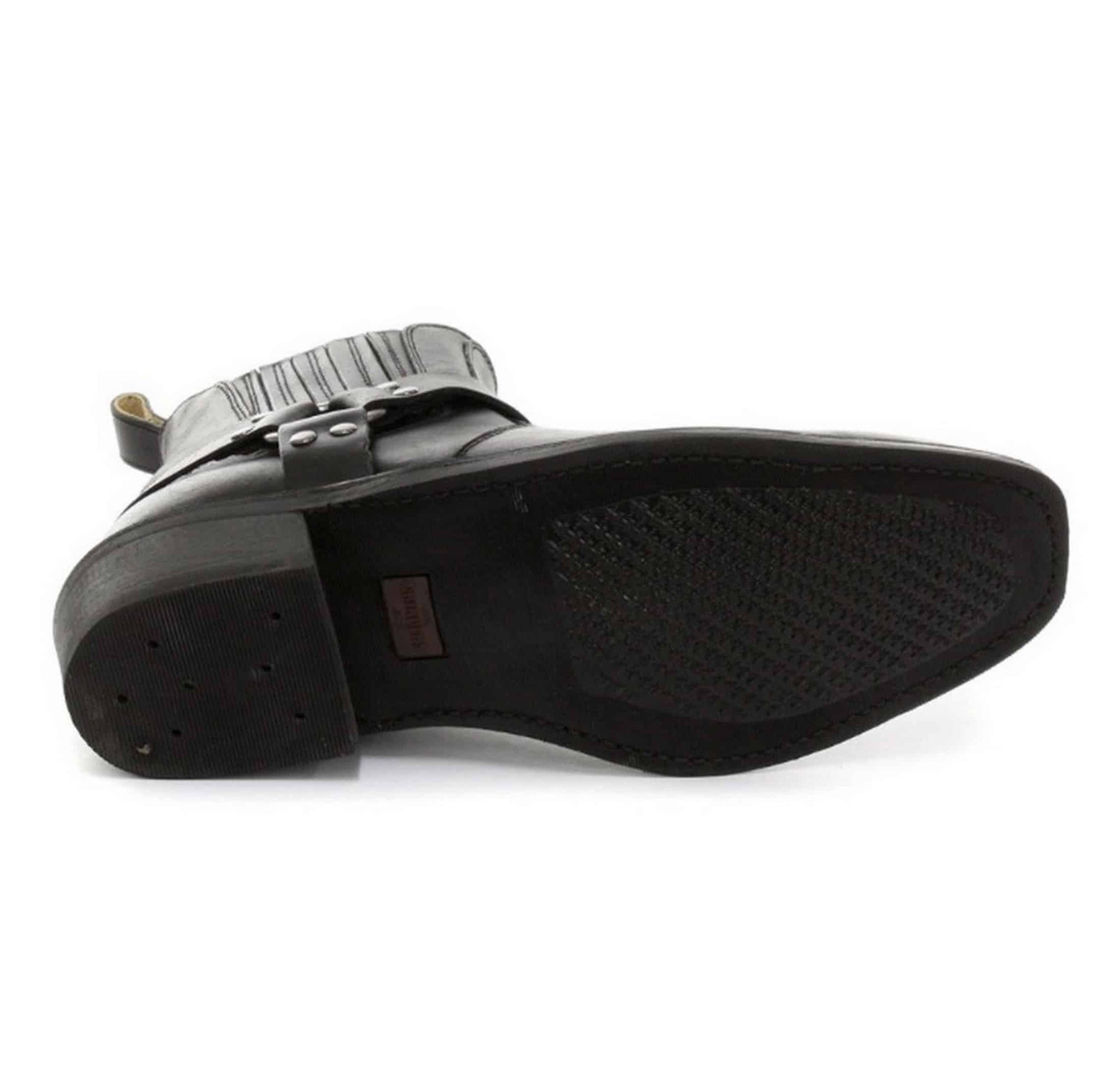 Botas de cano curto unissex em couro legítimo para motociclista, estilo rock punk, com fivela, para montaria cowboy.