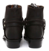 Botas de cano curto unissex em couro legítimo para motociclista, estilo rock punk, com fivela, para montaria cowboy.