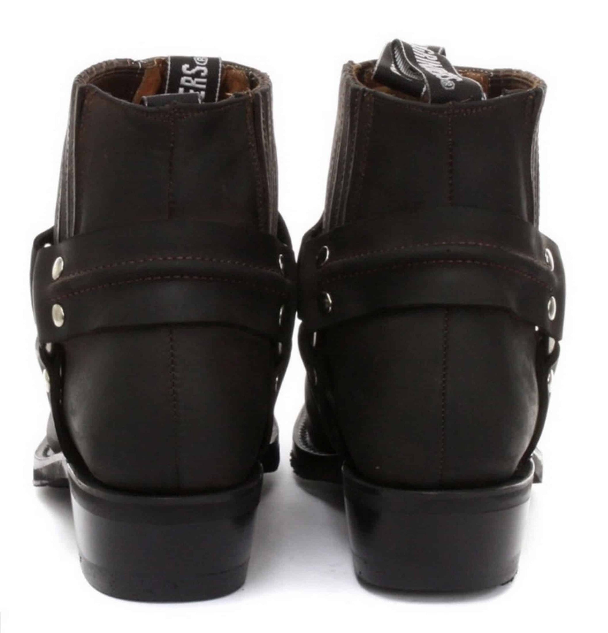 Botas de cano curto unissex em couro legítimo para motociclista, estilo rock punk, com fivela, para montaria cowboy.