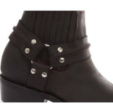 Botas de cano curto unissex em couro legítimo para motociclista, estilo rock punk, com fivela, para montaria cowboy.