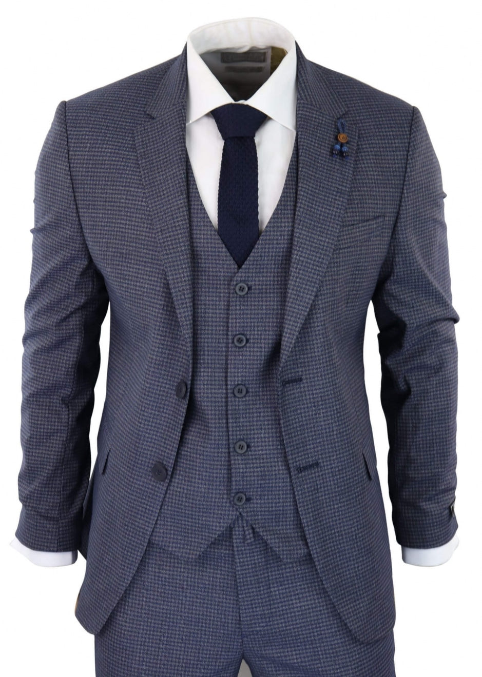 Terno de 3 peças xadrez pastor azul-acinzentado - RK20-11