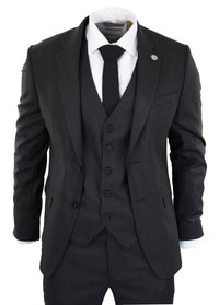 Terno preto risca de giz de 3 peças - RK20-30