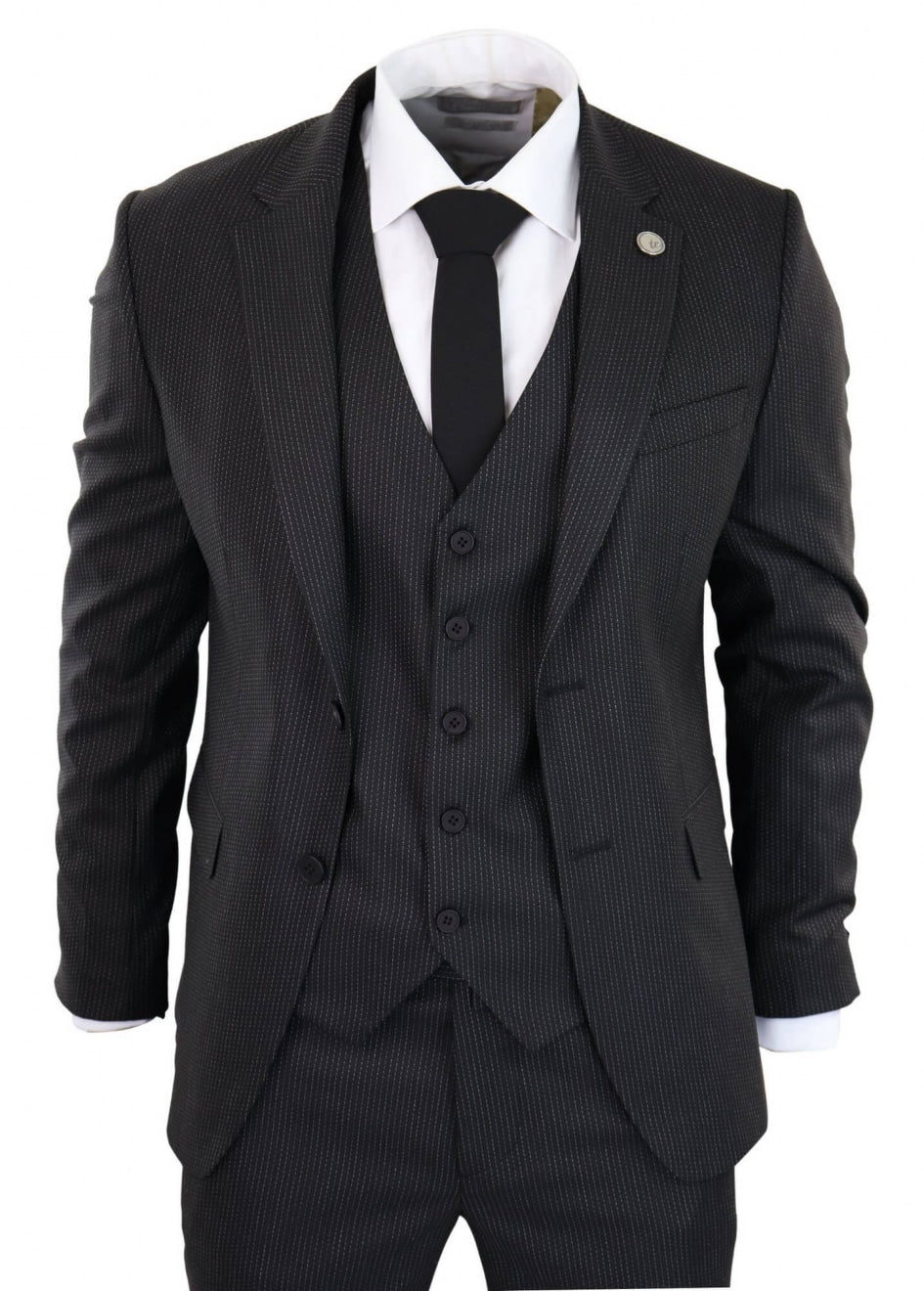 Terno preto risca de giz de 3 peças - RK20-30