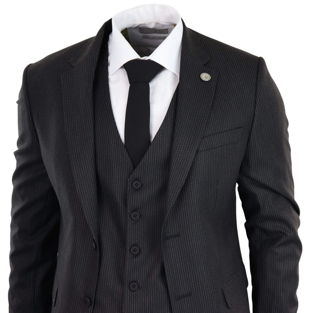 Terno preto risca de giz de 3 peças - RK20-30