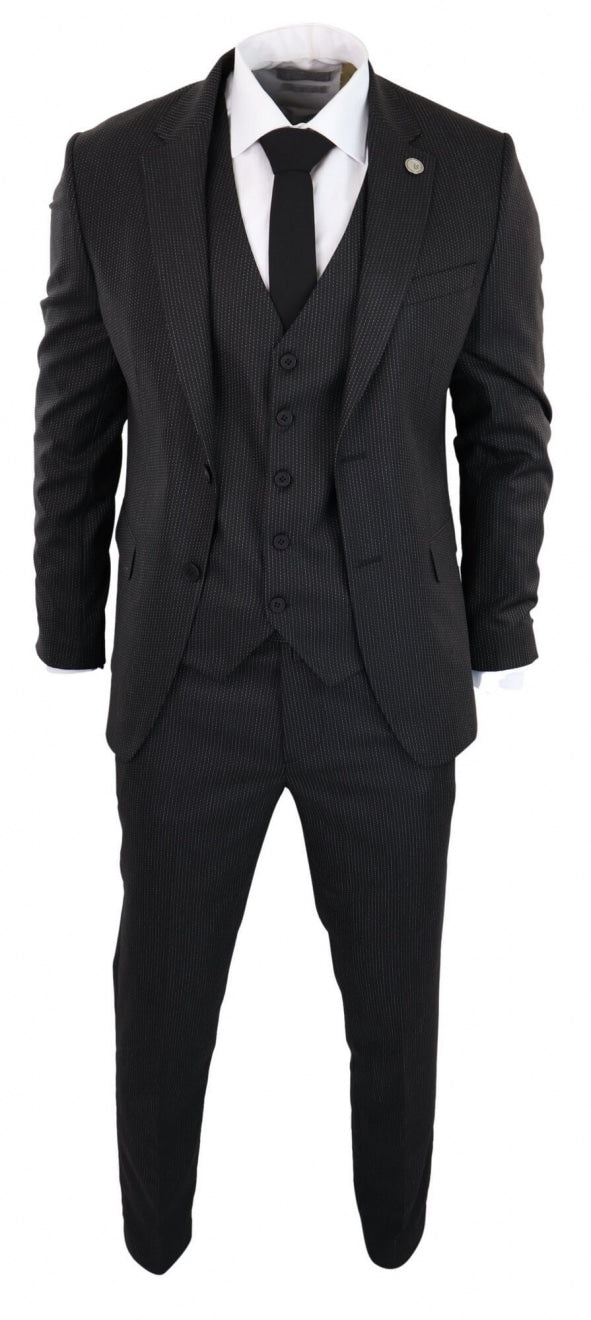 Terno preto risca de giz de 3 peças - RK20-30
