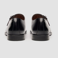 Romero - Sapatos masculinos pretos de fivela única com acabamento polido