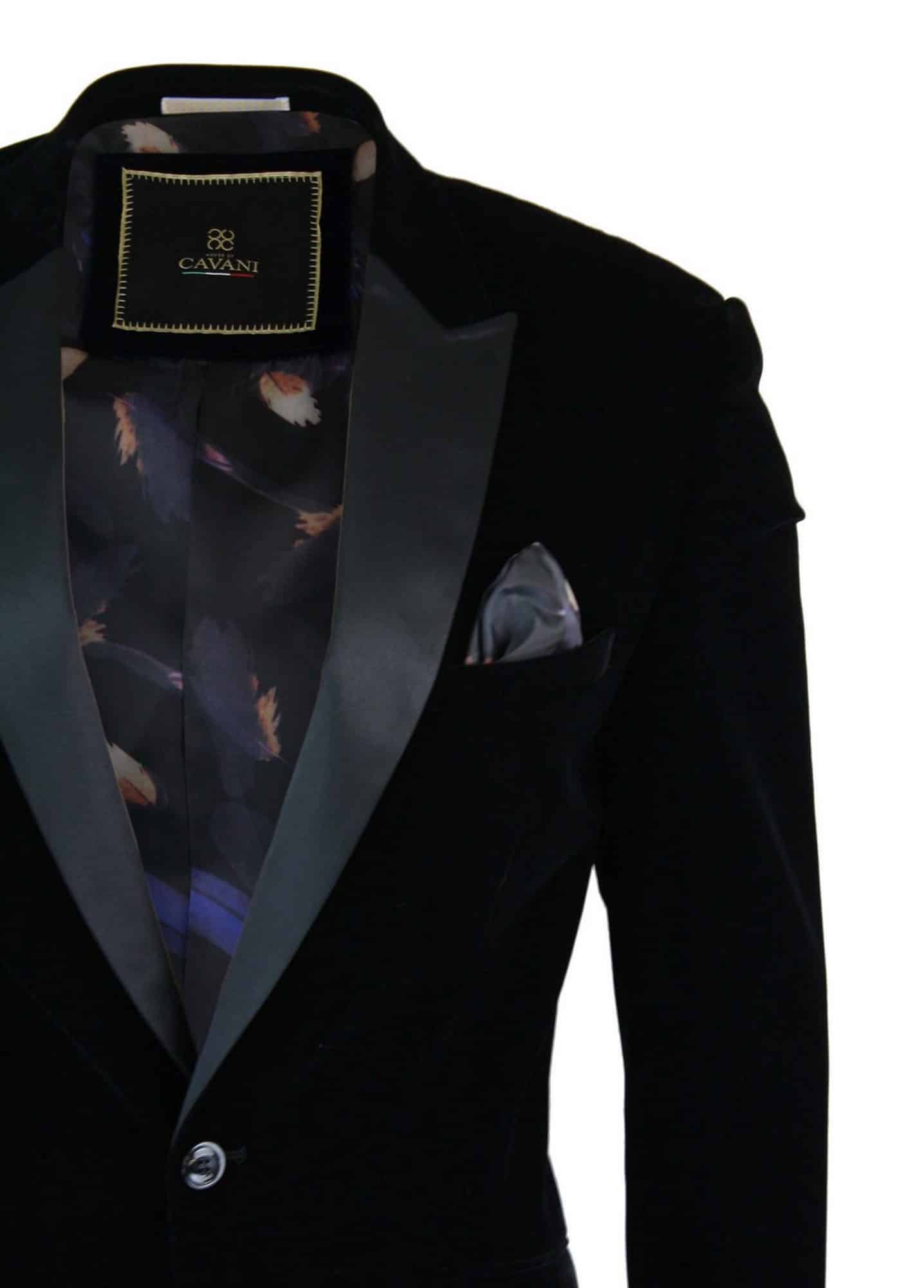 Cavani Rosa - Blazer de jantar masculino em veludo macio preto e azul marinho com 1 botão, corte elegante e casual - Preto
