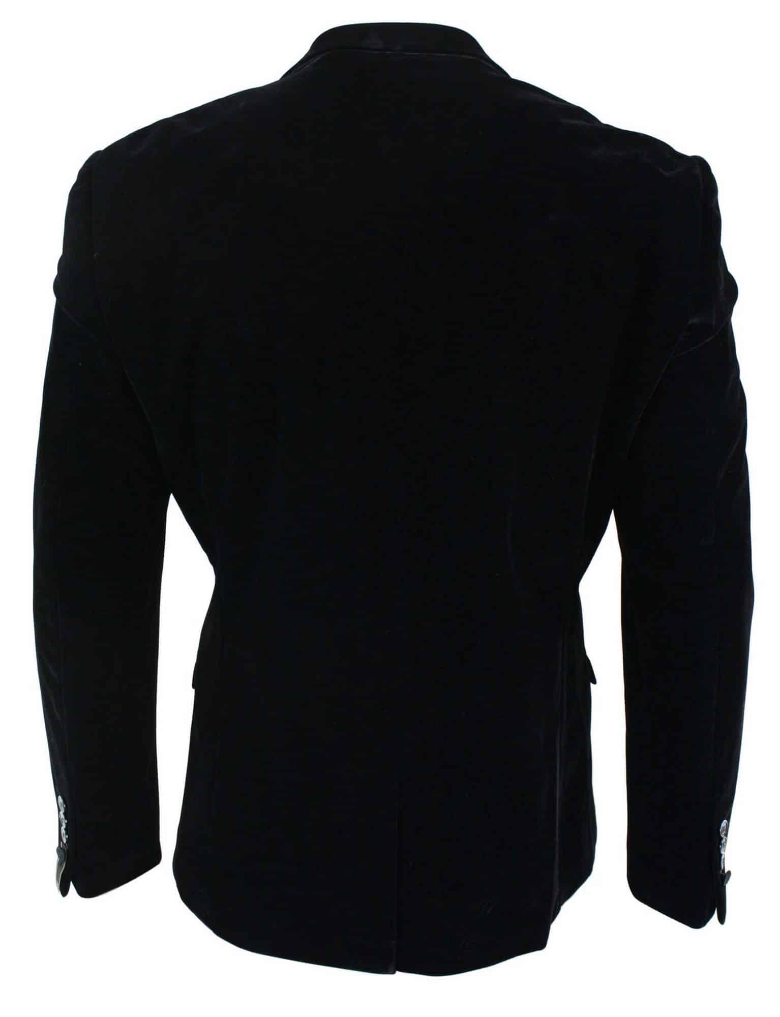 Cavani Rosa - Blazer de jantar masculino em veludo macio preto e azul marinho com 1 botão, corte elegante e casual - Preto