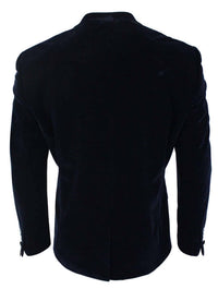 Cavani Rosa - Blazer de Jantar Masculino em Veludo Macio Preto e Azul Marinho com 1 Botão, Corte Elegante e Casual - Azul Marinho