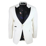 Rosa - Blazer de jantar masculino em veludo macio cor creme marfim com 1 botão.