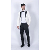 Rosa - Blazer de jantar masculino em veludo macio cor creme marfim com 1 botão.