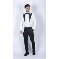 Rosa - Blazer de jantar masculino em veludo macio cor creme marfim com 1 botão.
