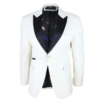 Rosa - Blazer de jantar masculino em veludo macio cor creme marfim com 1 botão.